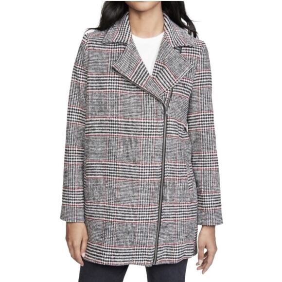 BB Dakota Plaid News Houndstooth Wool Blend Lined Jacket Coat Women’s Sz M - Picture 1 of 10
